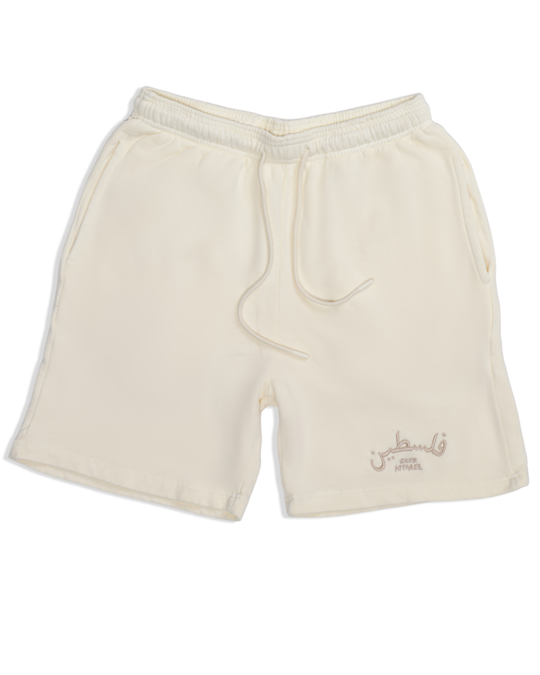 SAFR Apparel Embroidered Palestine Cream Sweat Shorts