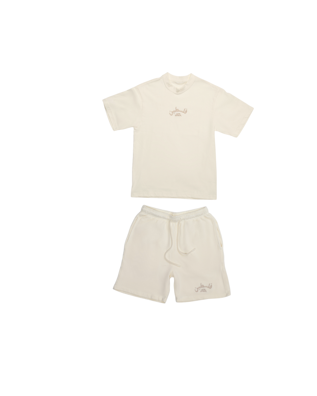 SAFR Apparel Ivory Stitched Embroidered Palestine SET (T- Shirt & Shorts)