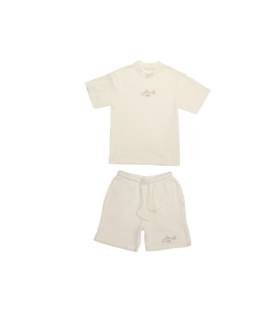 SAFR Apparel Ivory Stitched Embroidered Palestine SET (T- Shirt & Shorts)