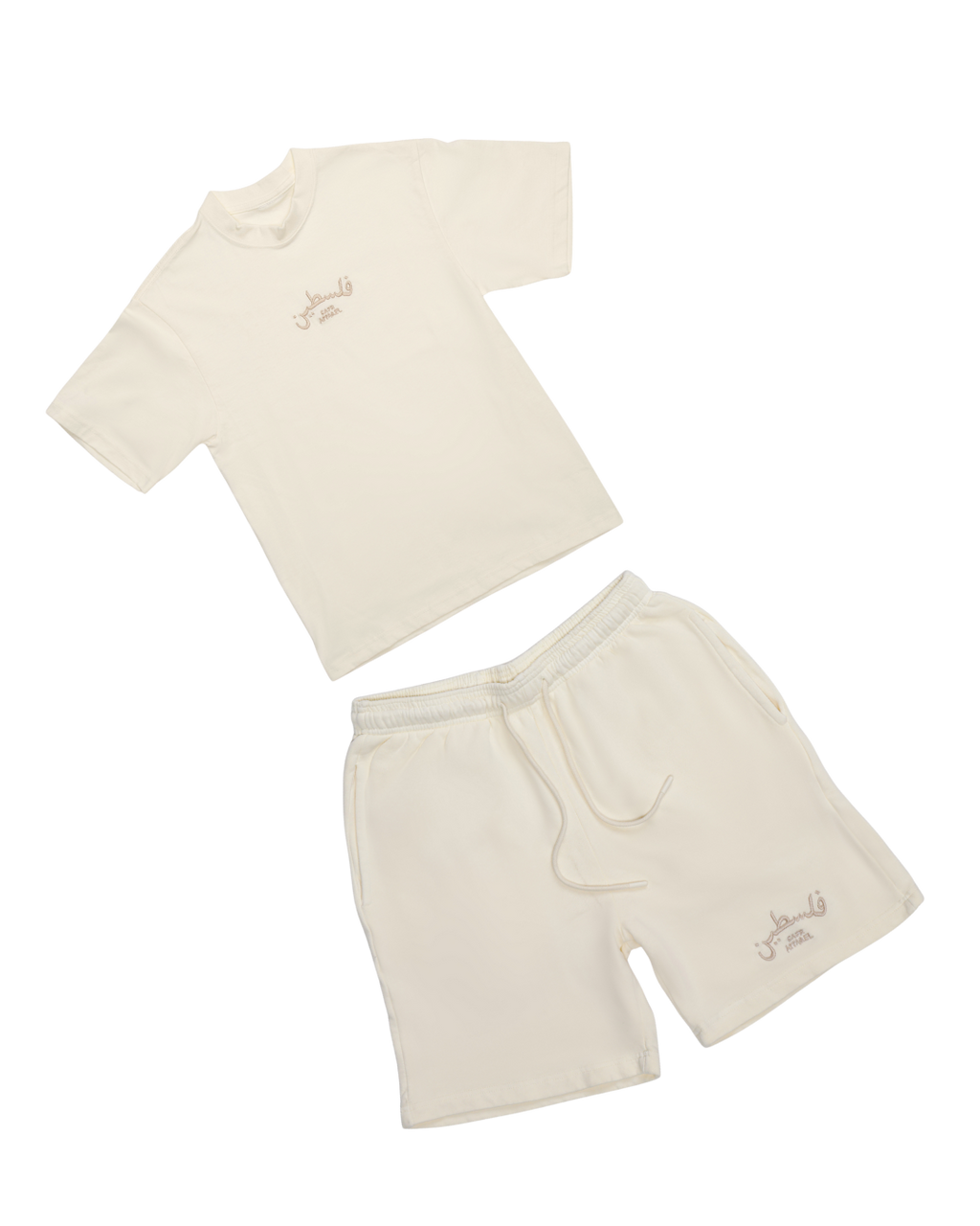 SAFR Apparel Ivory Stitched Embroidered Palestine SET (T- Shirt & Shorts)