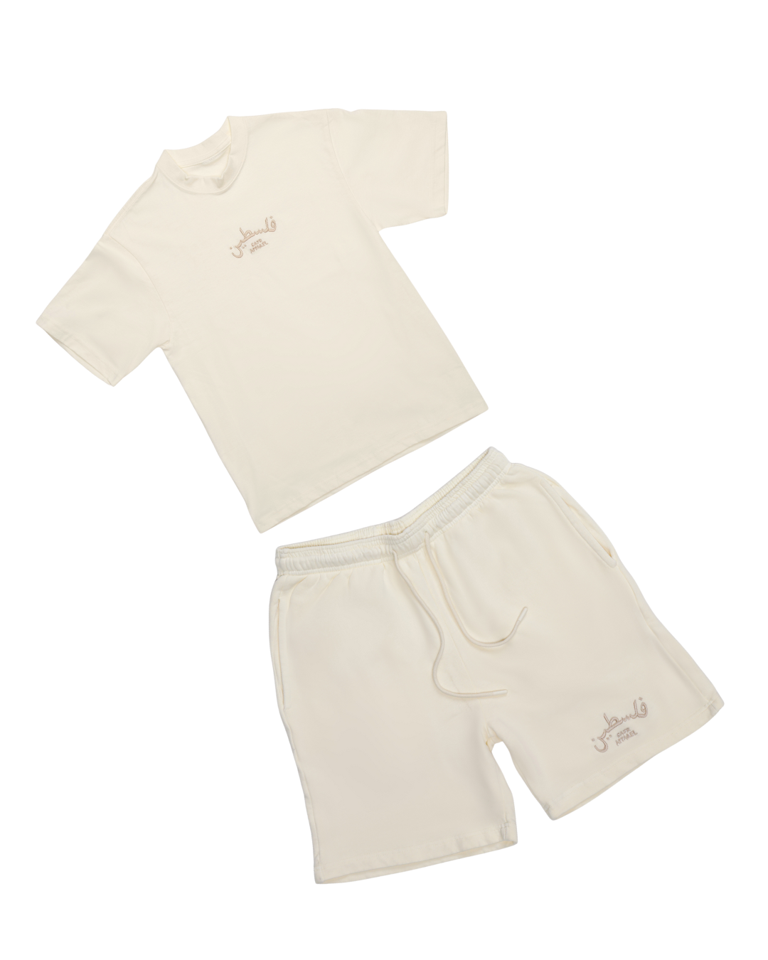 SAFR Apparel Ivory Stitched Embroidered Palestine SET (T- Shirt & Shorts)