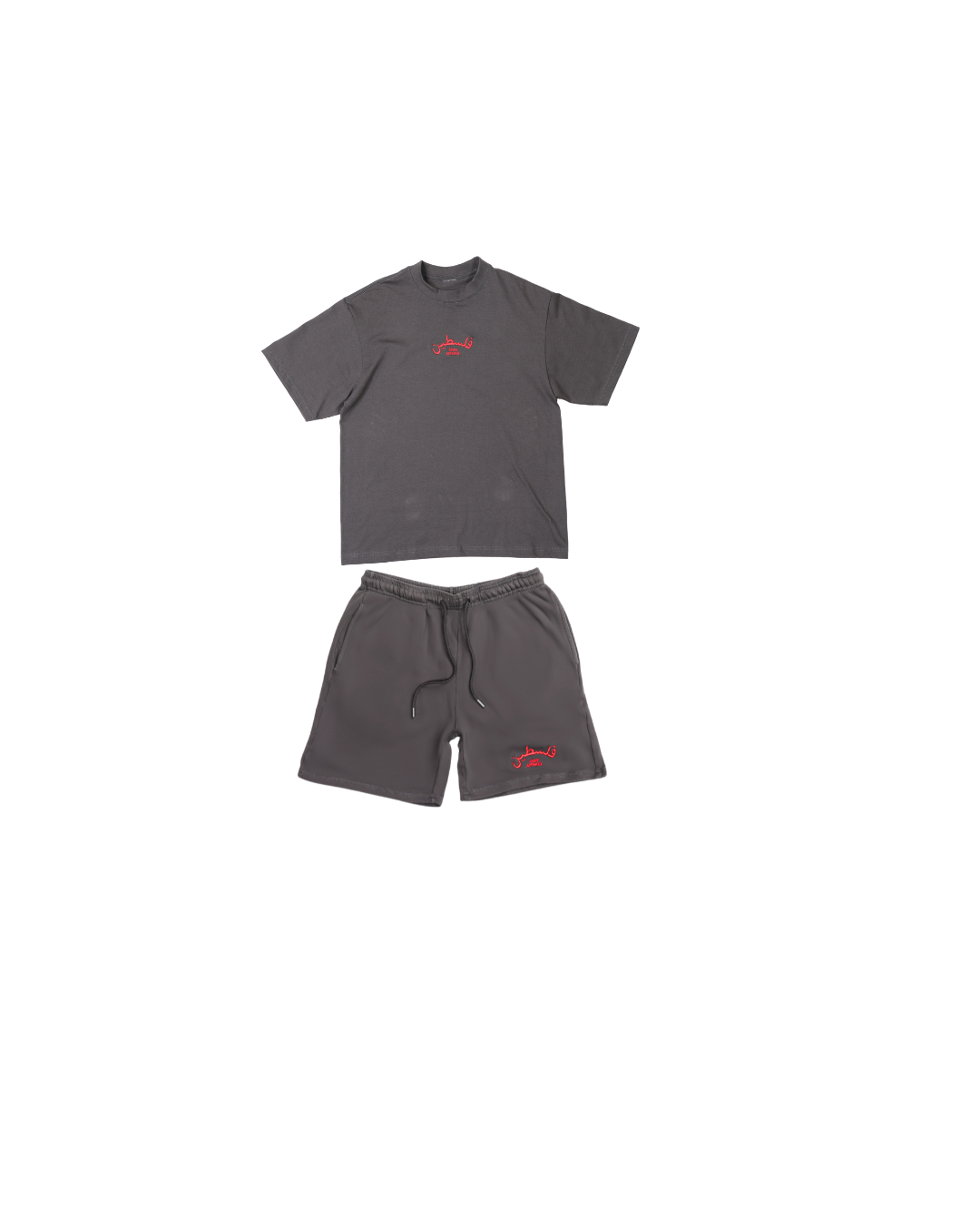 SAFR Apparel Shadow (Gray) Stitched Embroidered Palestine SET (T- Shirt, Shorts and Hat