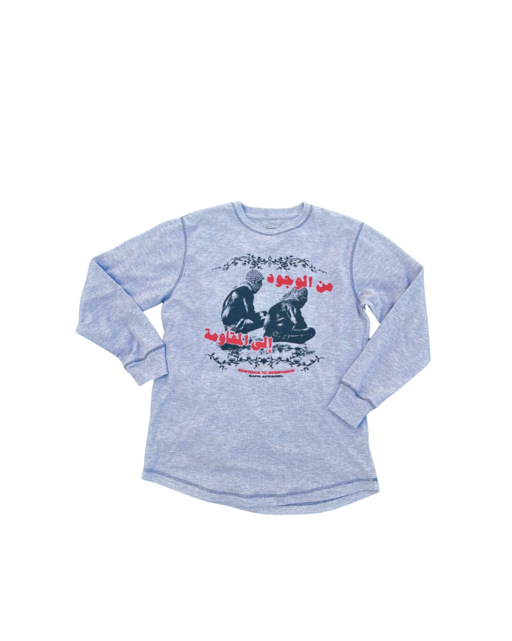 Safr Apparel existence to resistance long sleeve gray thermal shirt