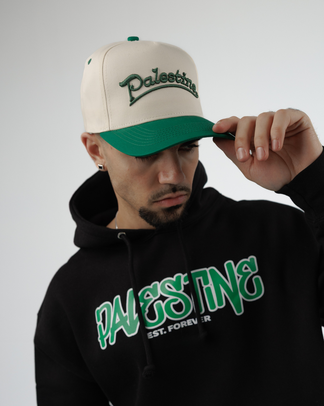 Palestine Est. Forever Hoodie – Black Hoodie with Green Script | SAFR Apparel
