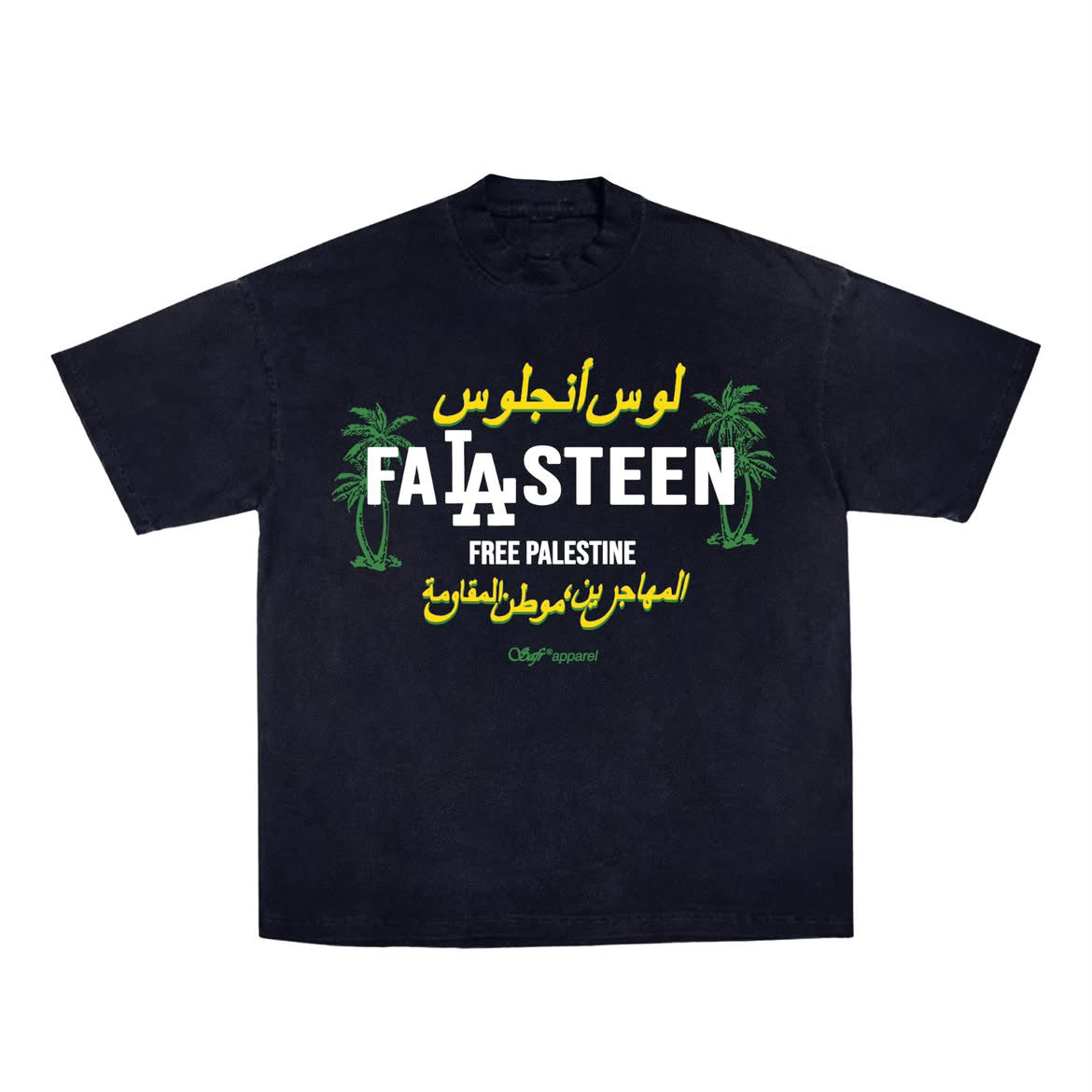 Los Angeles Palestine Oversized T-Shirt – Free Palestine Streetwear | Safr Apparel Navy