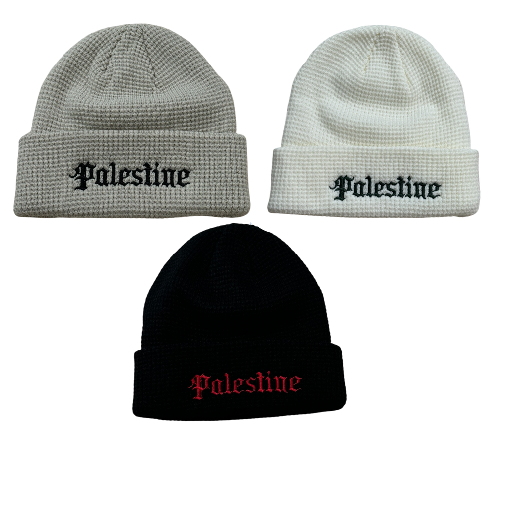 Waffle Knit Embroidered Palestine Beanie