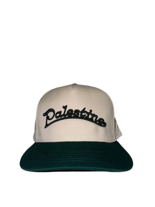 BASEBALL GREEN EMBROIDERED TAN HAT