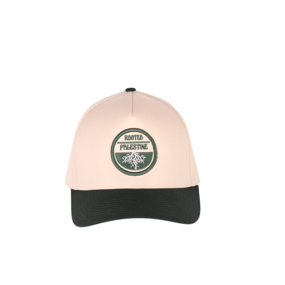 Rooted Palestine Embroidered Green/Tan Hat