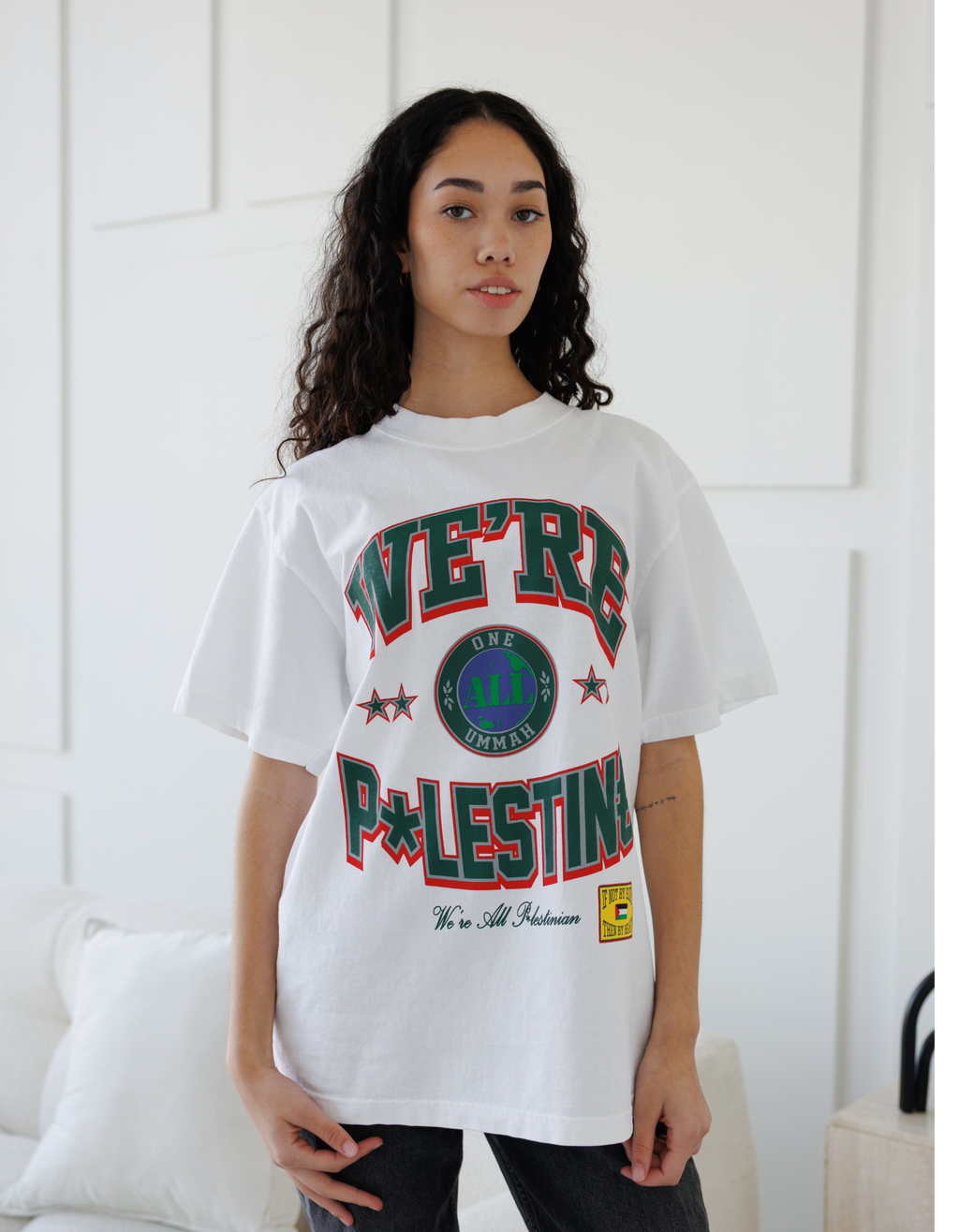 SAFR Apparel We're All Palestine White T-Shirt